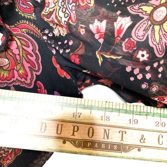 Antheaa Womens Medium Floral Midi Dress Ruffle Sleeve Tiered Pleated Puff Sleeve - Picture 11 of 13